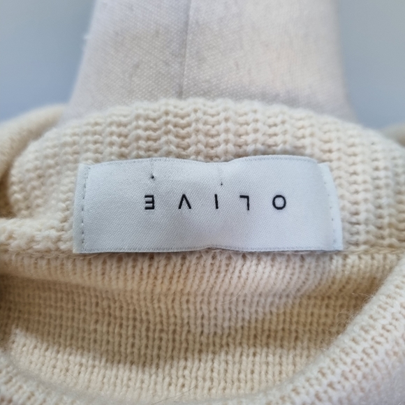 Olive Clothing Cream Wool Blend Rib Knit Collared Henley Cropped Jumper Size - Picture 6 of 8